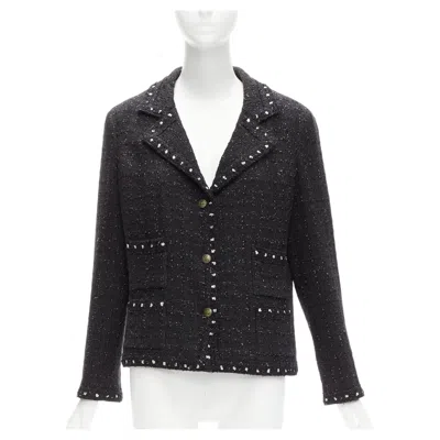 Pre-owned Chanel Rare  05a Fantasy Tweed Cc Button 4 Pocket Little Black Jacket Fr44 2xl