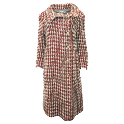 Pre-owned Chanel Rare  Couture Red And Gray Woven Numbered Long Coat