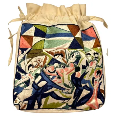 Pre-owned Chanel Rare  Cruise 2012 Cap Eden Roc Collection Sample Embroidery Bucket Bag In Sand