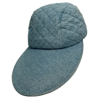Pre-owned Chanel Rare  F/w 1991 Hip Hop Collection Quilted Denim Baseball Cap In Gray