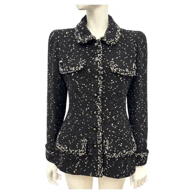 Pre-owned Chanel Rare  F/w 1995 Museum Popcorn Tweed Dalmatians Monica Bellucci Jacket In Black