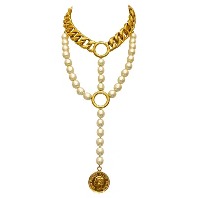 Pre-owned Chanel Rare  Haute Couture 1984 By Karl Lagerfeld Choker Bib Pearl Necklace In Multi