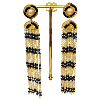 Pre-owned Chanel Rare  Métiers D'art Paris New York 2019 Lapis Lazuli Chandelier Earrings In Multi