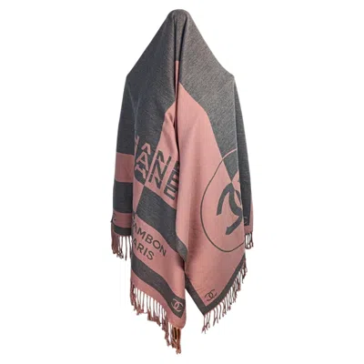 Pre-owned Chanel Rare  Spring 2012 Cashmere Silk Rue Cambon Jacquard Scarf Made In France In Gray
