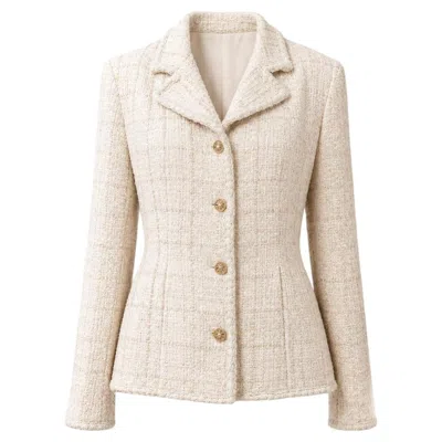 Pre-owned Chanel Rare Collectible Beige Sequin Tweed Jacket 34 Fr In Brown