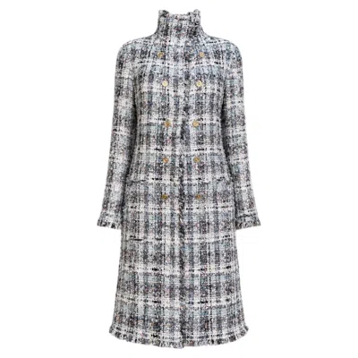 Pre-owned Chanel Rare Lesage Tweed Coat Cc Jewel Buttons 42 Fr In Gray