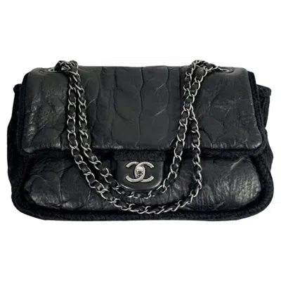 Pre-owned Chanel Rare Paris / Edinburgh Braided Timeless Flap Bag In Black