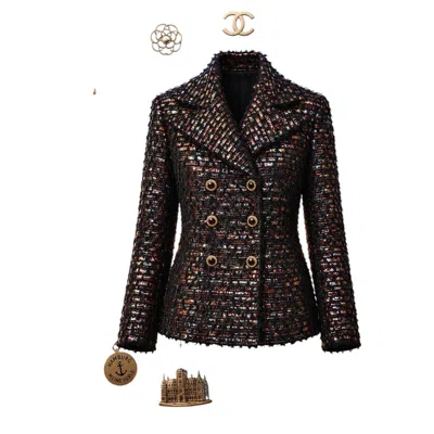Pre-owned Chanel Rare Paris / Hamburg Ribbon Tweed Jacket 36 Fr In Black