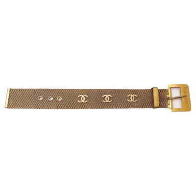 Pre-owned Chanel Rare Vintage Gold Plated Cc Mesh Belt Bracelet In Multi