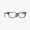 Chanel Rectangle Blue Light Glasses In Black