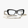 Chanel Rectangle Blue Light Glasses In Black