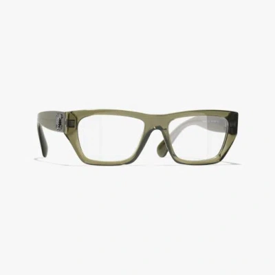 Chanel Rectangle Eyeglasses In Green