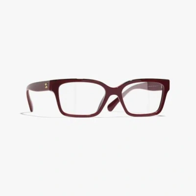 Chanel Rectangle Eyeglasses In Burgundy