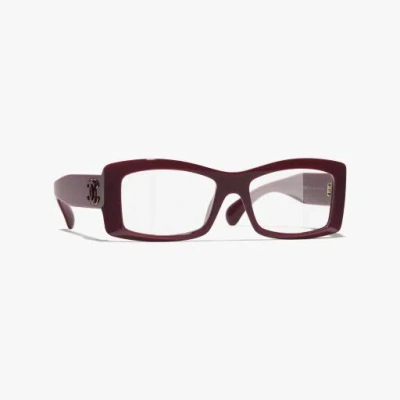 Chanel Rectangle Eyeglasses In Burgundy
