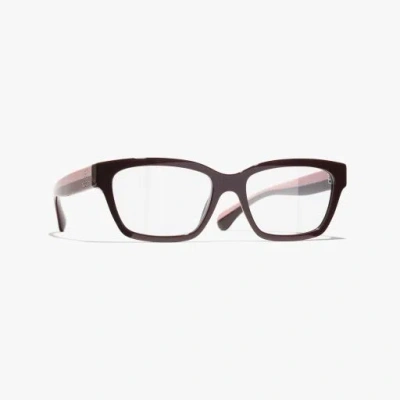 Chanel Rectangle Eyeglasses In Burgundy