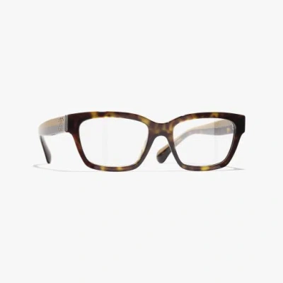Chanel Rectangle Eyeglasses In Dark Tortoise