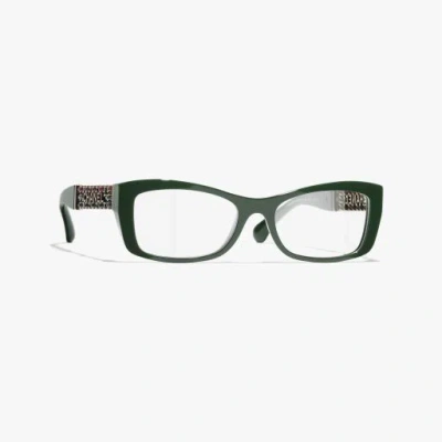 Chanel Rectangle Eyeglasses In Green