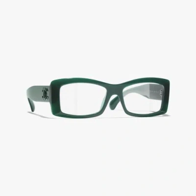 Chanel Rectangle Eyeglasses In Green
