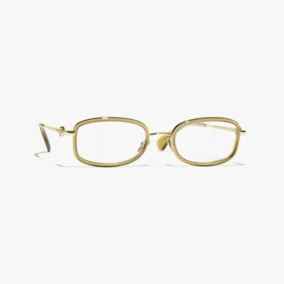 Chanel Rectangle Eyeglasses In Gold