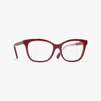 Chanel Rectangle Eyeglasses In Red 