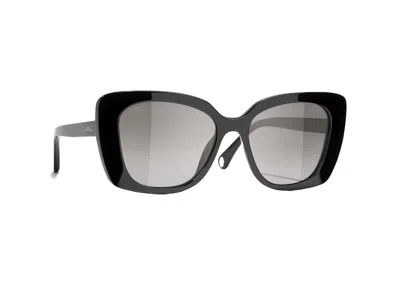 Pre-owned Chanel Rectangle Polarized Sunglasses In Black (5504 C622/m3)