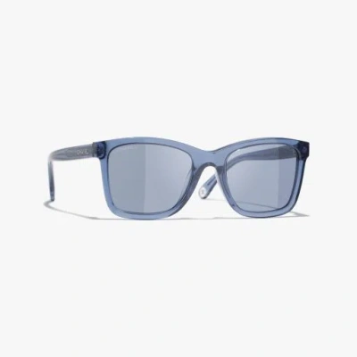 Chanel Rectangle Sunglasses In Blue