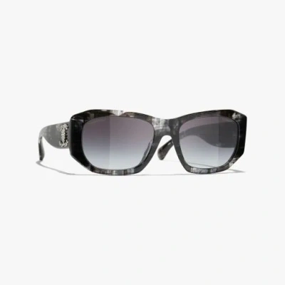 Chanel Rectangle Sunglasses In Black