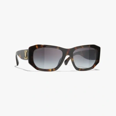 Chanel Rectangle Sunglasses In Brown