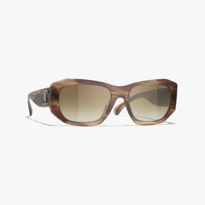 Chanel Rectangle Sunglasses In Brown