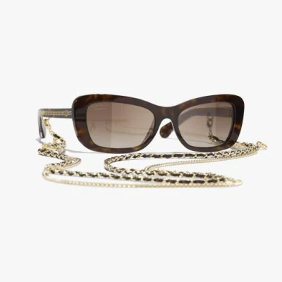 Chanel Rectangle Sunglasses In Brown