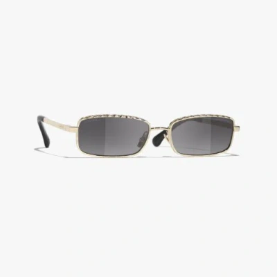 Chanel Rectangle Sunglasses In Gold