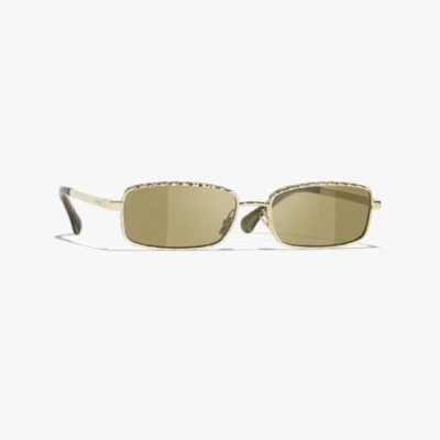 Chanel Rectangle Sunglasses In Brown