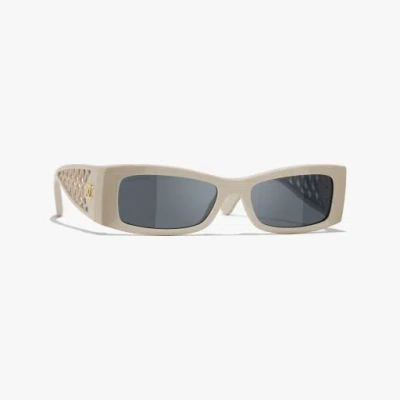 Chanel Rectangle Sunglasses In Beige