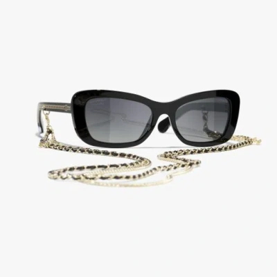 Chanel Rectangle Sunglasses In Black