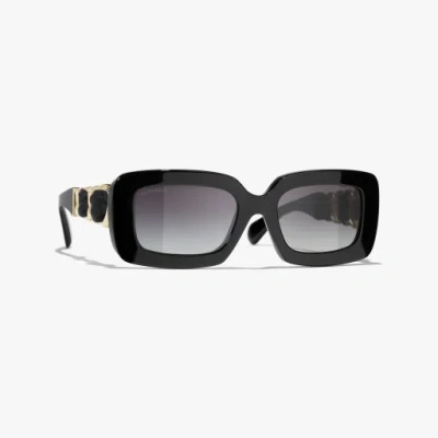Chanel Rectangle Sunglasses In Black