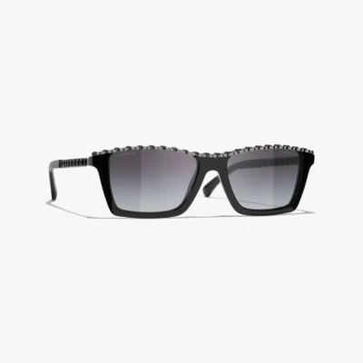 Chanel Rectangle Sunglasses In Black