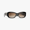 Chanel Rectangle Sunglasses In Black