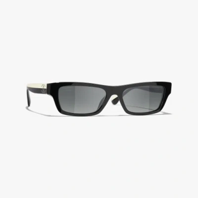 Chanel Rectangle Sunglasses In Black