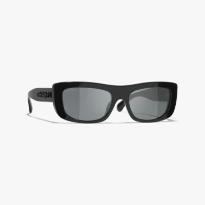 Chanel Rectangle Sunglasses In Black