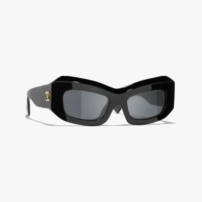 Chanel Rectangle Sunglasses In Black
