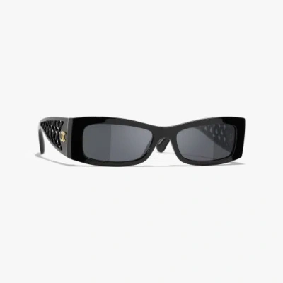 Chanel Rectangle Sunglasses In Black