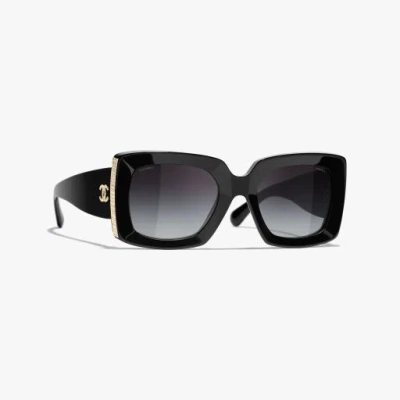 Chanel Rectangle Sunglasses In Black