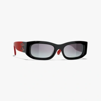 Chanel Rectangle Sunglasses In Black