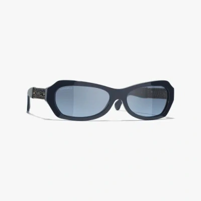 Chanel Rectangle Sunglasses In Blue