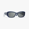 Chanel Rectangle Sunglasses In Blue