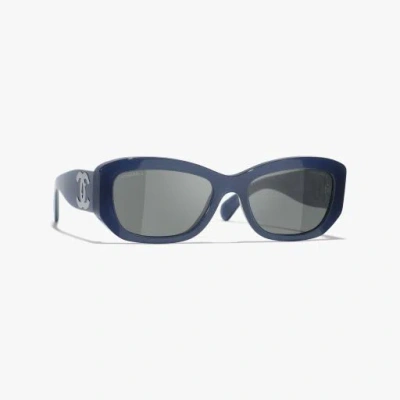 Chanel Rectangle Sunglasses In Blue