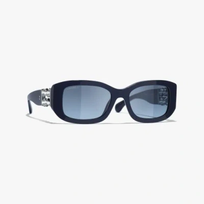 Chanel Rectangle Sunglasses In Blue