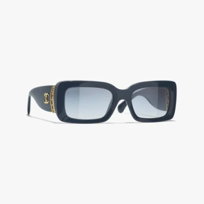 Chanel Rectangle Sunglasses In Blue