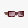 Chanel Rectangle Sunglasses In Brown & Red 
