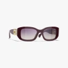 Chanel Rectangle Sunglasses In Burgundy 